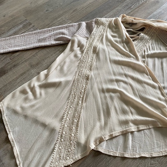 Miss Me Cream Drape Collar Cardigan- Size S - Picture 9 of 16